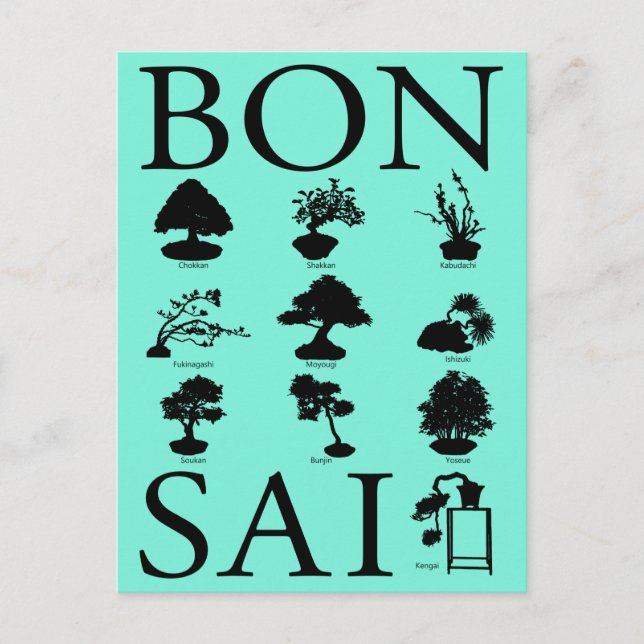 Basic Styles of Bonsai Tree Postcard (Front)