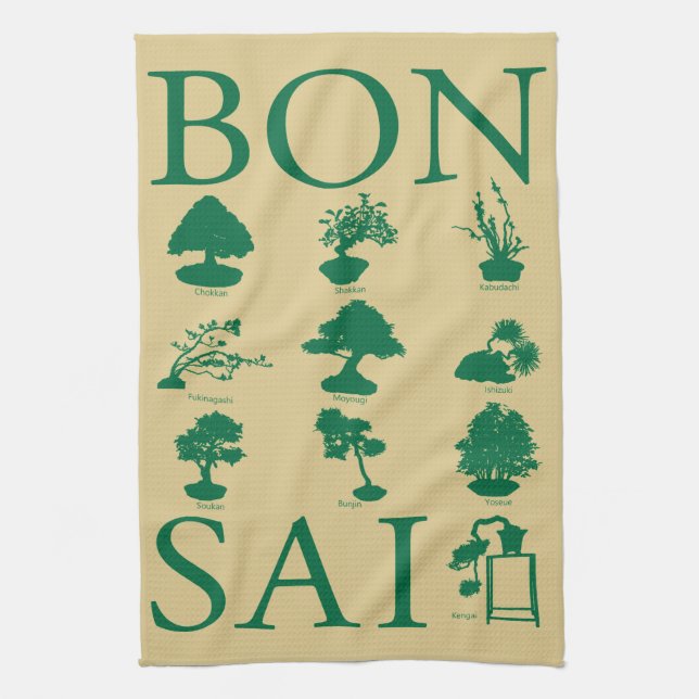 Basic Styles of Bonsai Tree Tea Towel (Vertical)