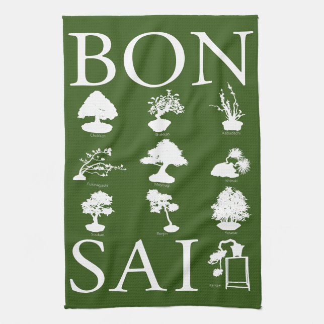 Basic Styles of Bonsai Tree Tea Towel (Vertical)