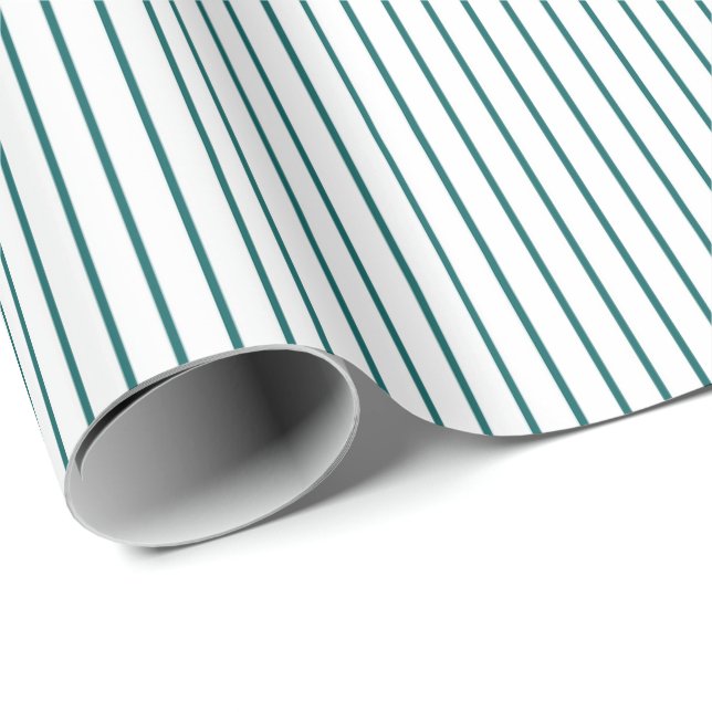 Basic Teal Pinstripe Minimalistic Any Occasion Wrapping Paper (Roll Corner)