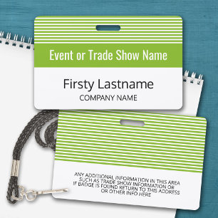 Basic Trade Show with Name and Company - stripes ID Badge