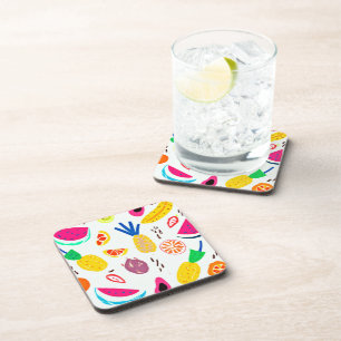 Basic Tropical Fruits Patterns Art. Buy Now Coaster
