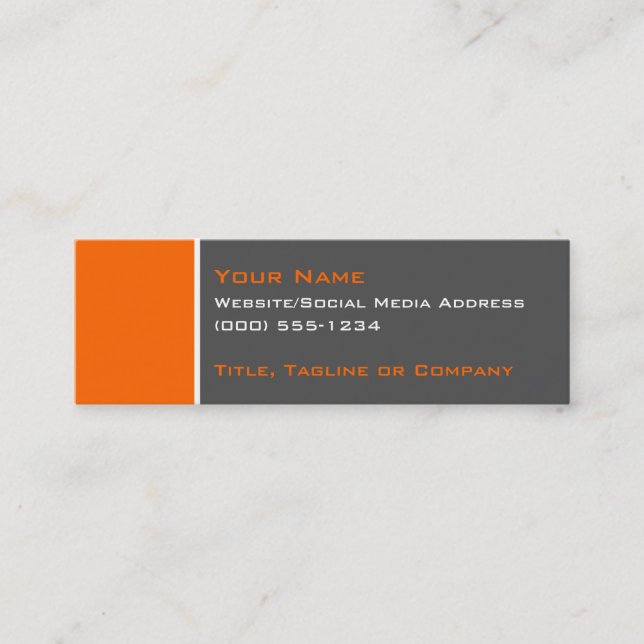 Basic Two Colour Orange 2 Mini Business Card (Front)