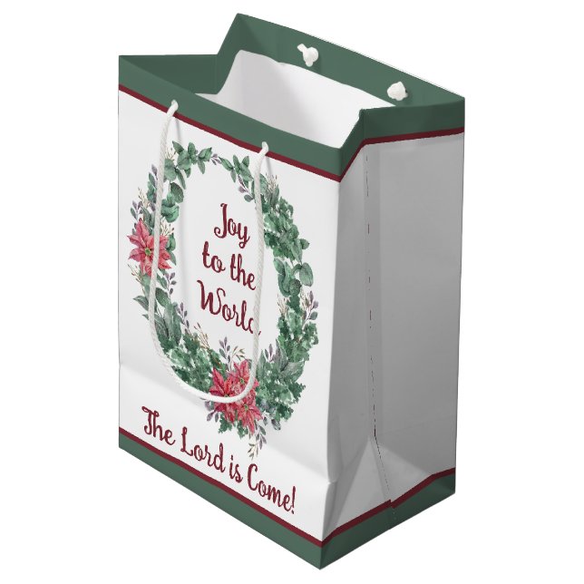 Basic watercolor wreath custom Christmas Holiday  Medium Gift Bag (Front Angled)
