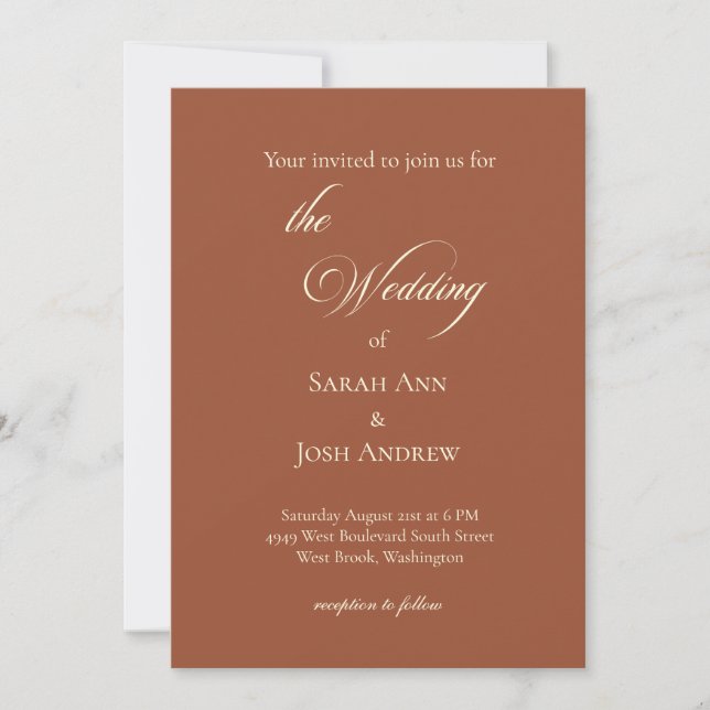 Basic Wedding Invitation Terracotta and Beige (Front)