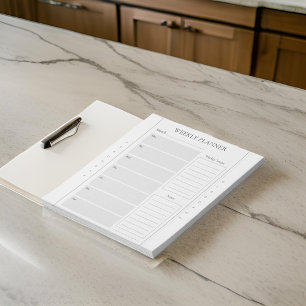 Basic Weekly Planner Name Grey Notepad