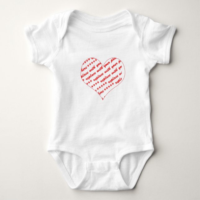 Basic White Heart Shaped Photo Frame Baby Bodysuit (Front)