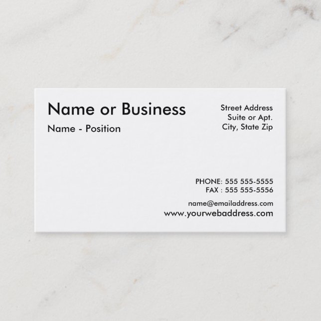 Basic White (Layout 1) Business Card (Front)
