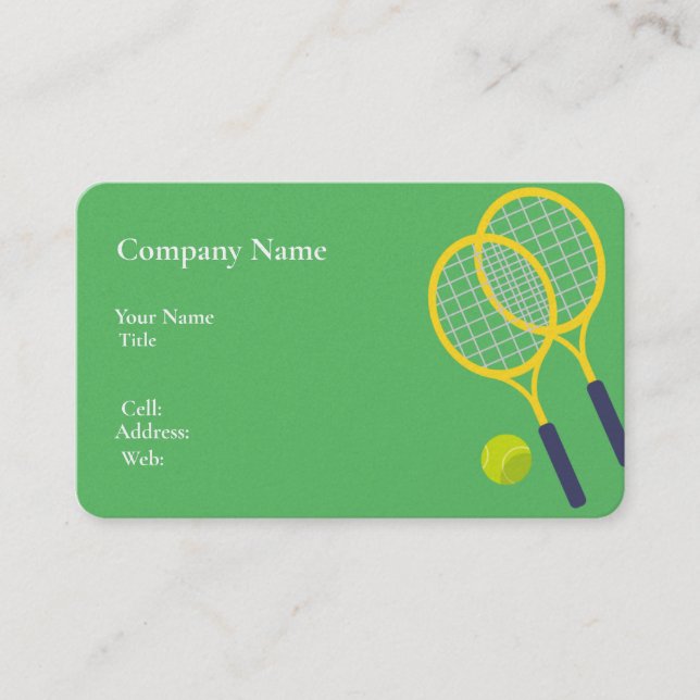 Basic white Template Business Card  tennis (Front)