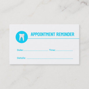 Basic White Tooth Dental Appointment Reminder Business Card