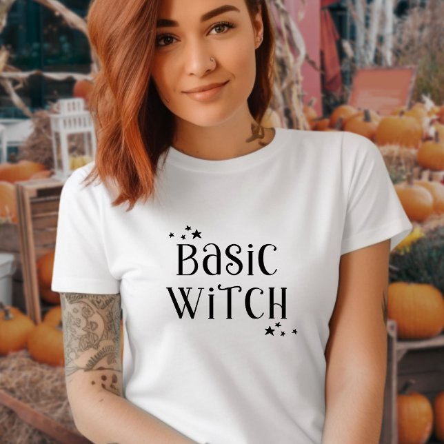 Basic Witch, black and white typography quote T-Shirt (Creator Uploaded)