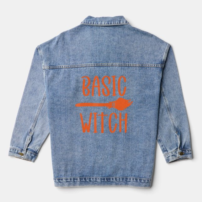 Basic Witch Broomstick 1  Denim Jacket (Back)