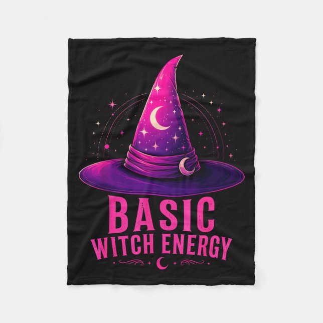 Basic witch energy halloween graphic design funny fleece blanket (Front)
