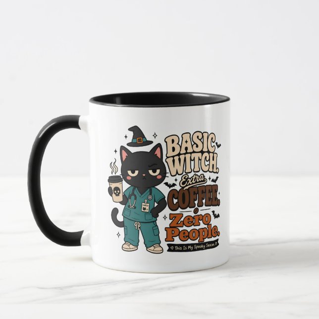 Basic Witch Extra Coffee Zero People Black Mug (Left)