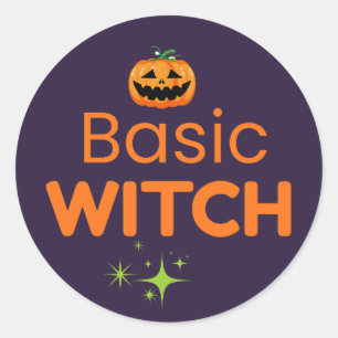 Basic Witch Funny Halloween Design Classic Round Sticker
