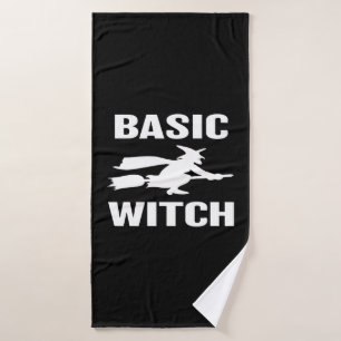 Basic Witch funny Halloween saying womens Bath Towel