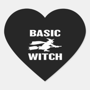 Basic Witch funny Halloween saying womens Heart Sticker