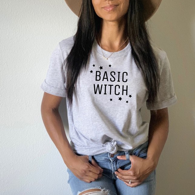 Basic Witch Funny Modern Grey Womens Halloween T-Shirt (Creator Uploaded)