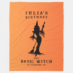 Basic Witch Halloween Birthday Party Welcome Sign Fleece Blanket