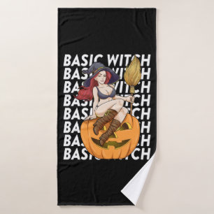 Basic Witch Halloween Costume Funny Sarcastic Bath Towel