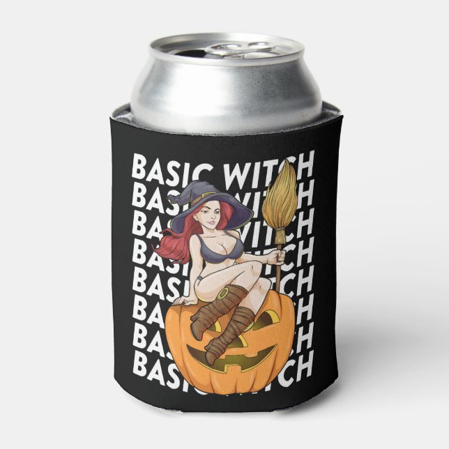 Basic Witch Halloween Costume Funny Sarcastic Can Cooler (Can Front)