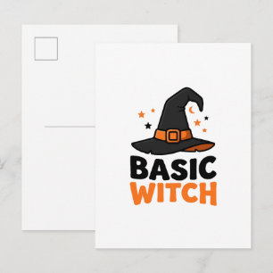 Basic Witch Halloween Hat Design Invitation Postcard