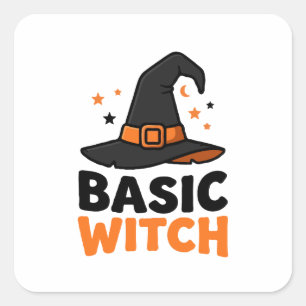 Basic Witch Halloween Hat Design Square Sticker