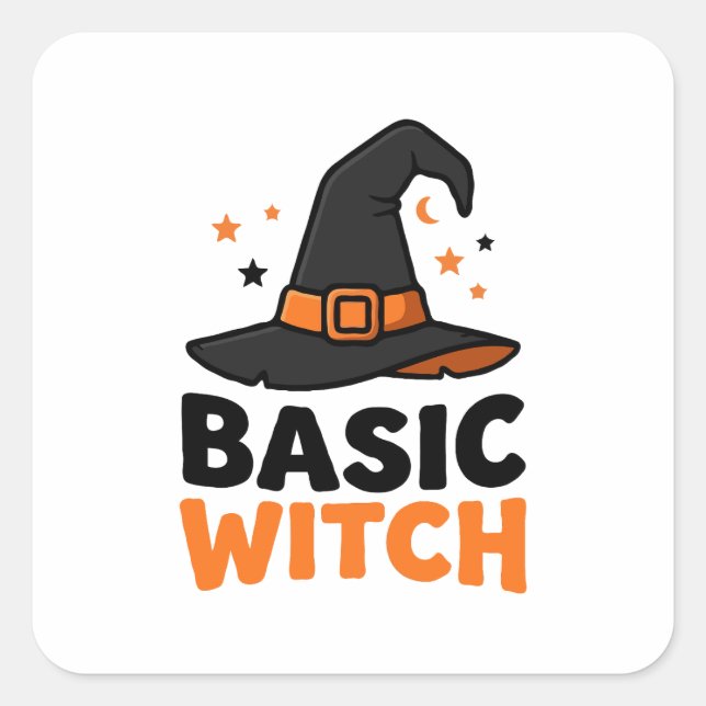 Basic Witch Halloween Hat Design Square Sticker (Front)
