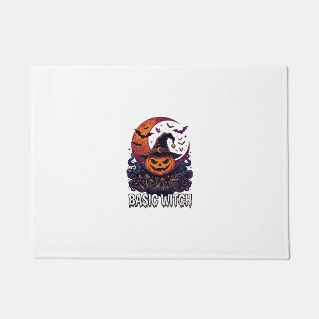 Basic Witch Halloween Pumpkin Crescent Moon Cauldr Doormat (Front)