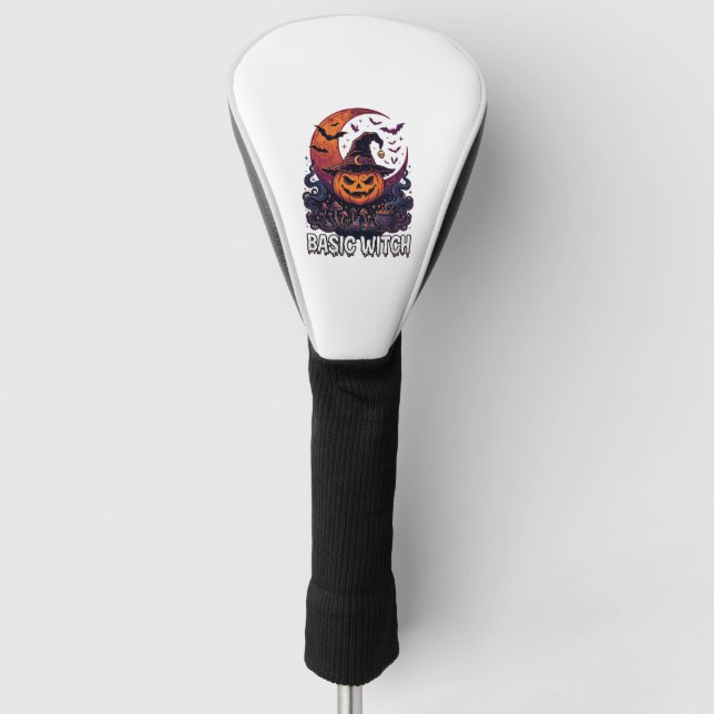 Basic Witch Halloween Pumpkin Crescent Moon Cauldr Golf Head Cover (Front)