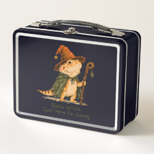 Basic Witch Just Here For Candy Bearded Dragon     Metal Lunch Box