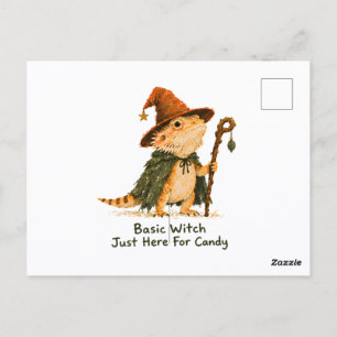 Basic Witch Just Here For Candy Bearded Dragon     Postcard