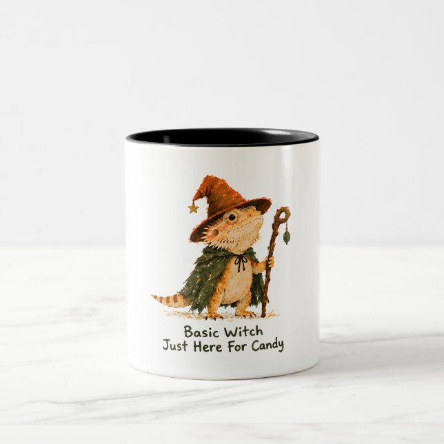 Basic Witch Just Here For Candy Bearded Dragon     Two-Tone Coffee Mug (Center)