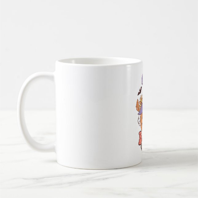 Basic Witch Spooky Season Halloween Groovy Retro Coffee Mug (Left)