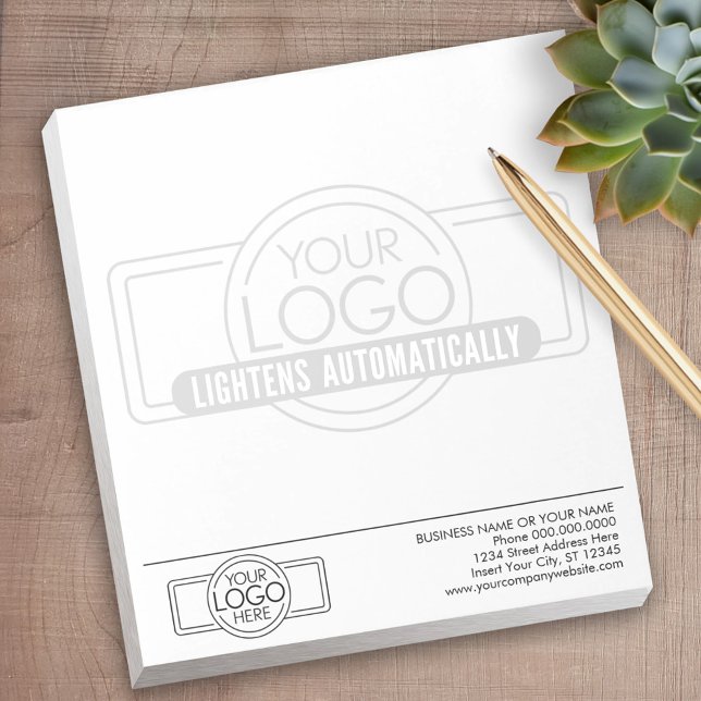 Basic with Business Logo Watermark in Background Notepad (Personalized Notepad with Your Logo - add contact info for a great promotional product)