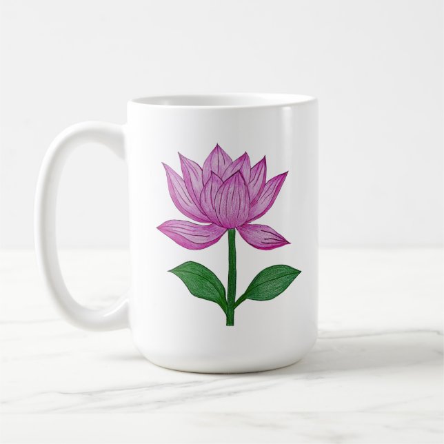 Basic women's t-shirt, with pink flower coffee mug (Left)