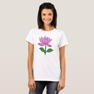 Basic women's t-shirt, with pink flower T-Shirt