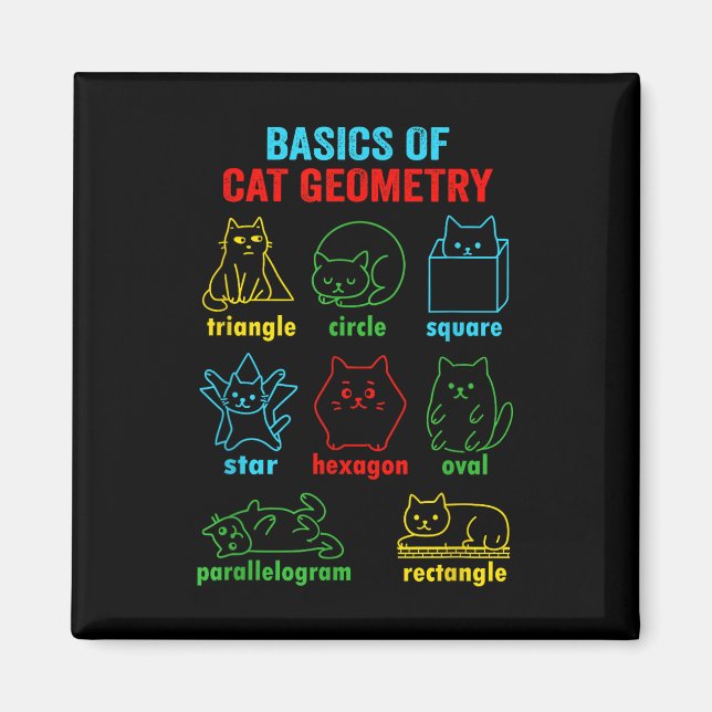 Basics Of Cat Geometry Fun Back To School Math Tea Magnet (Front)