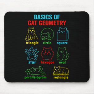Basics Of Cat Geometry Fun Back To School Math Tea Mouse Pad