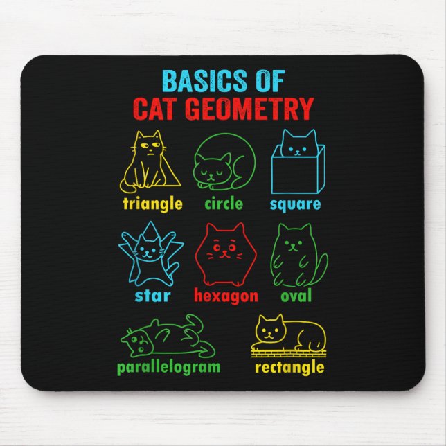 Basics Of Cat Geometry Fun Back To School Math Tea Mouse Pad (Front)
