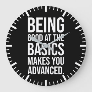 Basics vs Advanced - Gym, Hustle, Success Large Clock