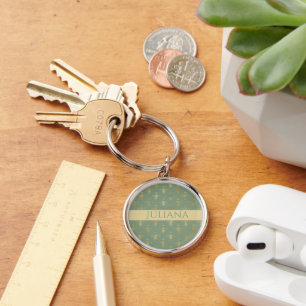 Basil Green and Gold Queen Bee Key Ring