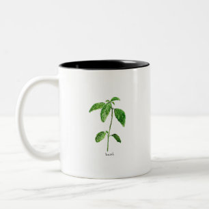 Basil green herbs garden watercolor Two-Tone coffee mug