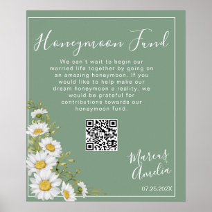 Basil Green & White Daisies Honeymoon Fund Poster