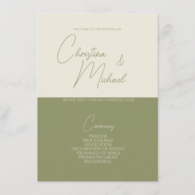Basil • Handwritten Script Wedding Program (Front)