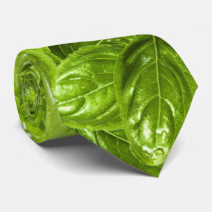 Basil Leaves Pattern Neck Tie