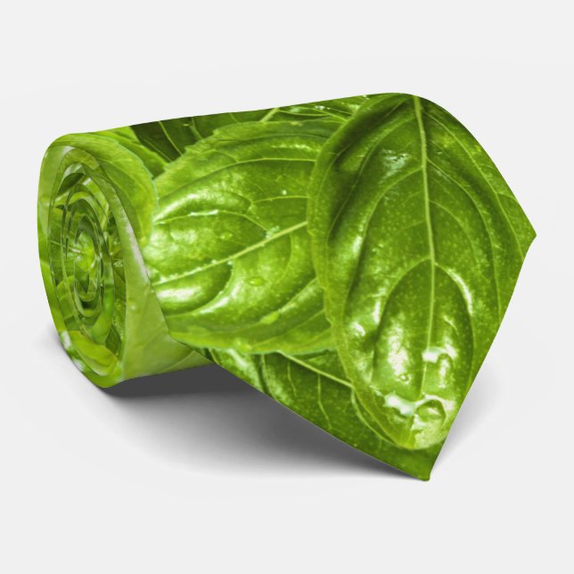 Basil Leaves Pattern Neck Tie (Rolled)