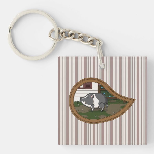 Basil the Pig Acrylic Keychain (Front)