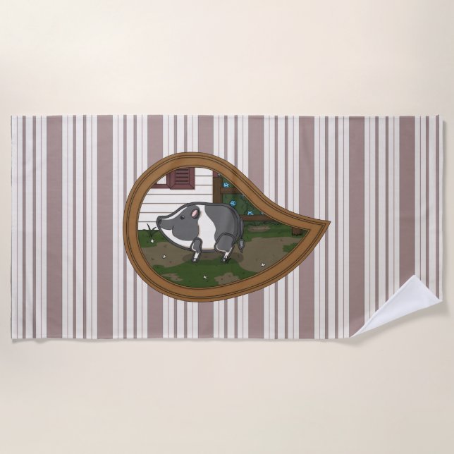 Basil the Pig Beach Towel (Front)