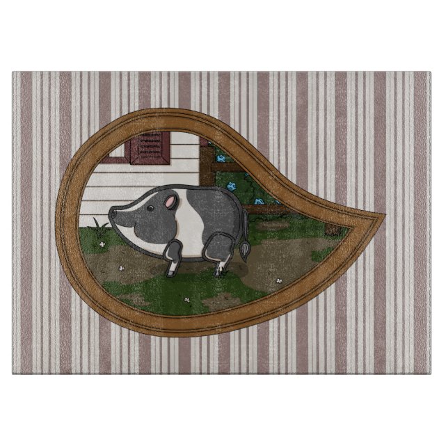 Basil the Pig Glass Cutting Board (Front)